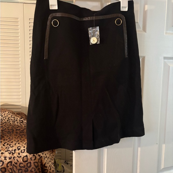 Tory Burch Black Mini Skirt with Gold Accents
